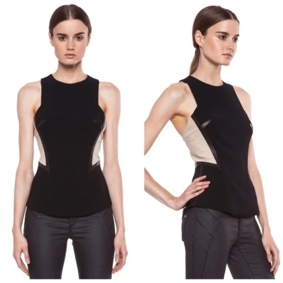 rag & bone Tops - Rag & Bone Piper Two Tone Mesh Leather Top